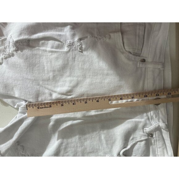 Risen Shorts Womens Size L Jeans White Distressed Frayed Summer Wear - Picture 6 of 8